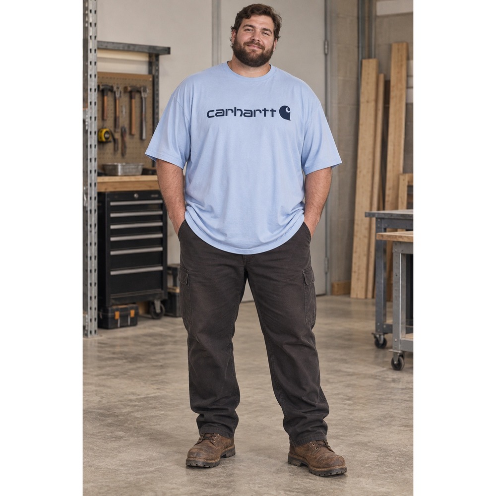 Carhartt T Shirt Mens 3XL Tall Blue Loose Fit Logo Graphic workwear gorpcore
